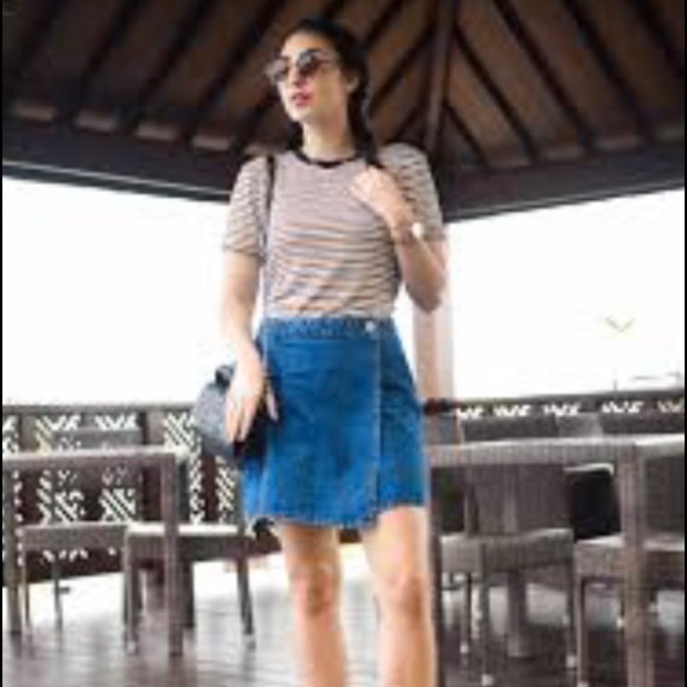 BooHoo denim wrap skirt.